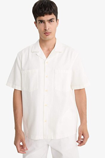 DeFacto 100% Cotton Relax Fit Cotton Short Sleeve Shirt E1386Ax25Sm