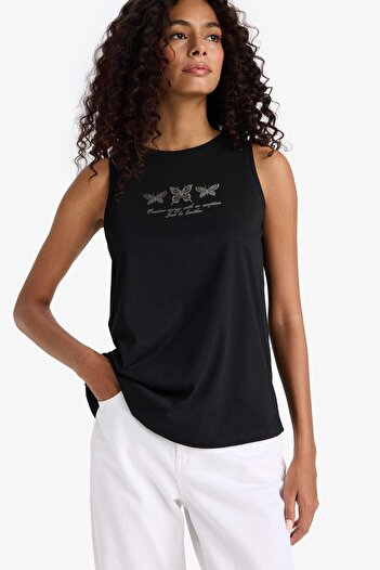 DeFacto Relax Fit Baskılı Bisiklet Yaka Atlet F6234AX25HS