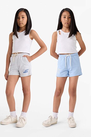 DeFacto Girl's Printed Elastic Waist 2-Piece Shorts Z8047A625Sm