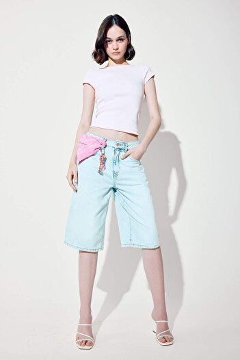 DeFacto Slim Fit Tight Fit Boat Neck Ribbed Camisole Short Sleeve T-Shirt F5015Ax25Sm