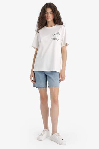 DeFacto Oversize Wide Fit Crew Neck Back Printed Short Sleeve T-Shirt F6395Ax25Sm