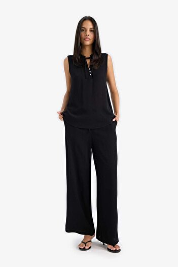 DeFacto Regular Fit Elastic Waist Lace-Up Beach Pants-Fall in Love D9763Ax25Sm