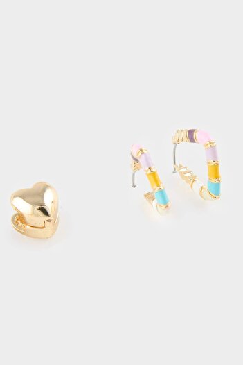 DeFacto Women's 2-Piece Gold Earrings F0703Axns