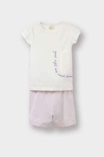 DeFacto Baby Girl Pajamas Set Short Sleeve Combed Cotton Top Elastic Waist Shorts E1548A525Hs
