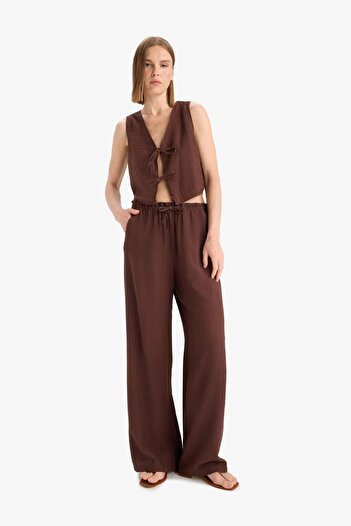 DeFacto Wide Leg Double Pocket High Stretch Waist Wide Leg Pants E7434Ax25Sm