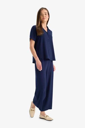 DeFacto Culotte Wide Leg Crinkle Viscose Capri C9565Ax25Sm