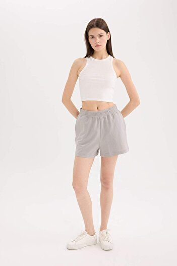 DeFacto Flat Leg Shorts with Elastic Waist and Pockets U3357Az25Sm