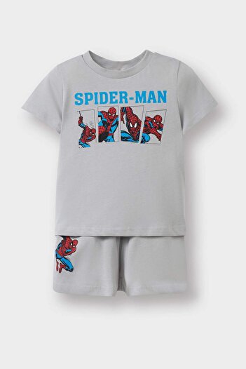 DeFacto Baby Boy Marvel Comics Pajamas Set Short Sleeve Combed Cotton Pajamas Top with Flexible Waist Shorts Pajamas Bottom E4