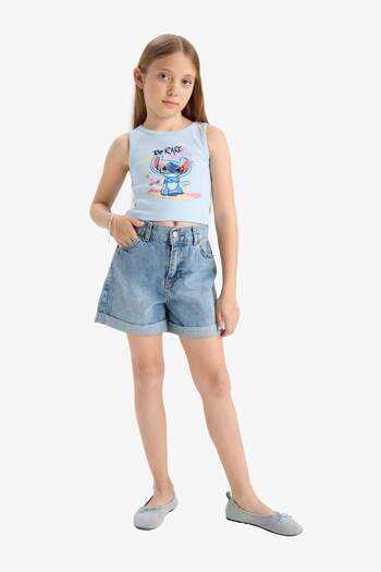 DeFacto Kız Çocuk Disney Lilo & Stitch Bisiklet Yaka Atlet E6553A825HS