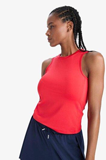 DeFacto DeFactoFit Slim Fit Dar Kesim Basic Düz Bisiklet Yaka Sporcu Atlet F3265AX25SM