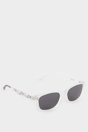 DeFacto Girl's Round White Plastic Frame Black Glass Polarized Sunglasses F4365A8Ns