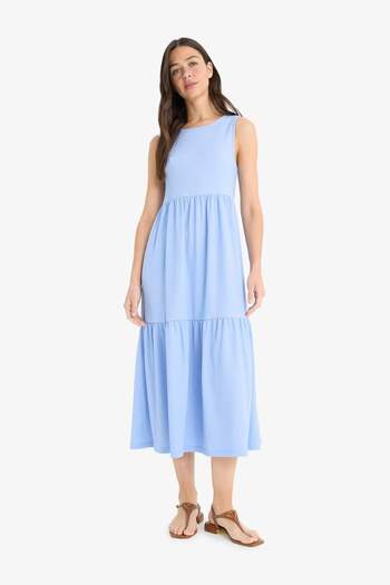 DeFacto Rochie de vară neagră, cu decolteu, fără mâneci, midi A8841AX25SM