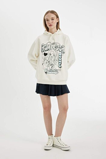 DeFacto Φούτερ με κουκούλα με στάμπα Coool Oversize C7859AX24WN
