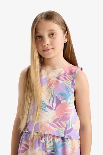 DeFacto Girl's Patterned Crew Neck Tank Top D7625A825Sm