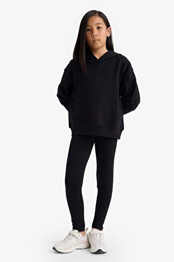 DeFacto Girl's Basic Plain Long Black Leggings B5654A825Sm