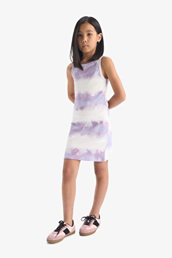 DeFacto Girls Tie-Dye Pattern Ribbed Camisole Sleeveless Summer Dress B4489A825Sm