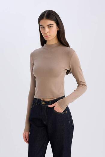 DeFacto Slim Fit Slim Fit Half Turtleneck Modal Long Sleeve T-Shirt E4772Ax24Wn
