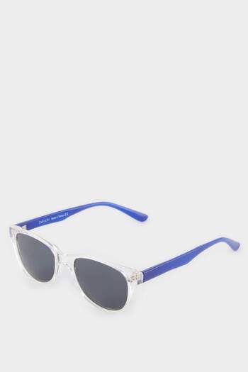 DeFacto Boy's Round Color Plastic Frame Black Glass Polarized Sunglasses F4452A8Ns