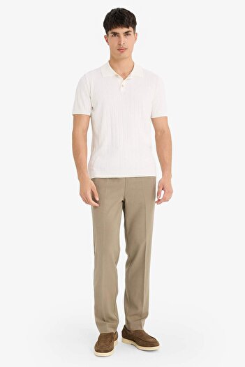 DeFacto Standard-Fit Polo-Kragen Strick Kurzarm T-Shirt F6063AX25SM