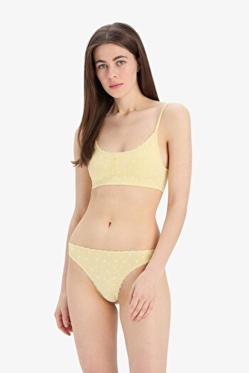 DeFacto Women's 2-Piece Set Patterned Seamles Fabric Bralet Panty-Fall in Love E6601Ax25Sm