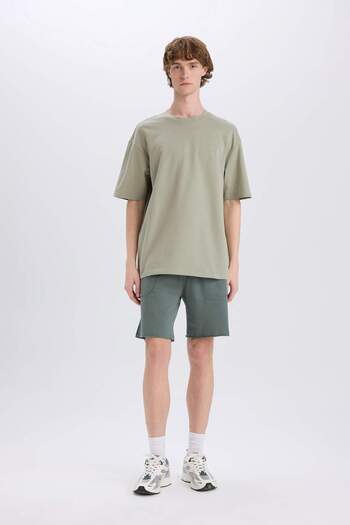 DeFacto 100% Cotton Boxy Fit Crew Neck Back Printed Short Sleeve T-Shirt E3939Ax25Sm