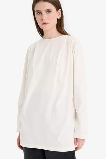 DeFacto Regular Fit Bisiklet Yaka Uzun Kollu Tunik F3096AX25SM