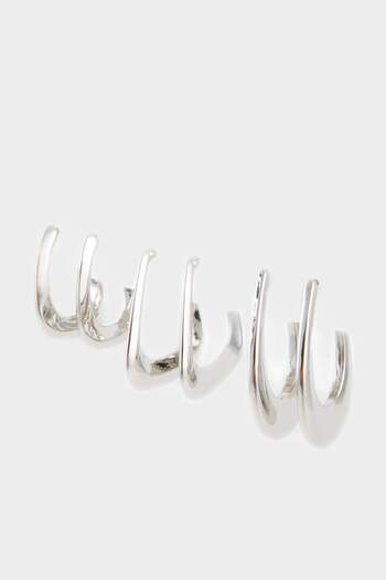 DeFacto Women's 3-Piece Silver Earrings E9065Axns