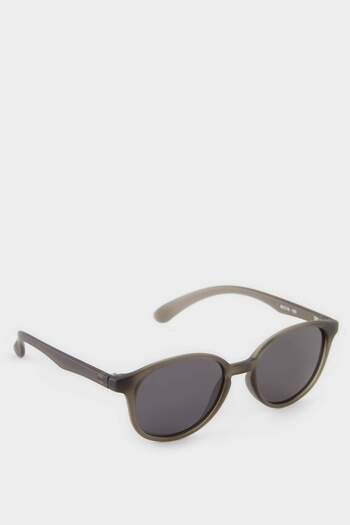 DeFacto Boy's Round Black Plastic Frame Black Glass Polarized Sunglasses F4444Axns