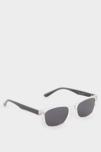 DeFacto Girl's Round Clear Plastic Frame Black Glass Polarized Sunglasses F4319A8Ns