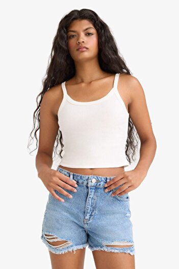 DeFacto High Waist Cutout Jean Shorts E0504Ax25Sm