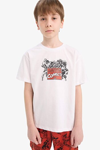DeFacto Erkek Çocuk Marvel Comics Pijama Takımı Kısa Kollu Üst Şort E2702A825HS