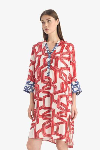 DeFacto Regular Fit Desenli Plaj Elbisesi-Fall in Love D0452AX25SM