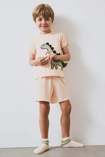 DeFacto 2-teiliges Pyjama-Set für Babys, kurzärmeliges T-Shirt aus gekämmter Baumwolle, Shorts mit elastischem Bund E4778A525SM