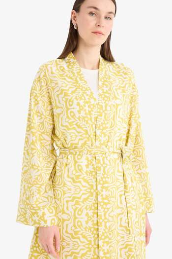 DeFacto Relax Fit Crew Neck Patterned Viscose Kimono E7262Ax25Sm