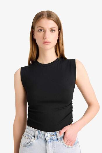 DeFacto Slim Fit Slim Fit Crew Neck Gathered Ribbed Undershirt F4422Ax25Sm