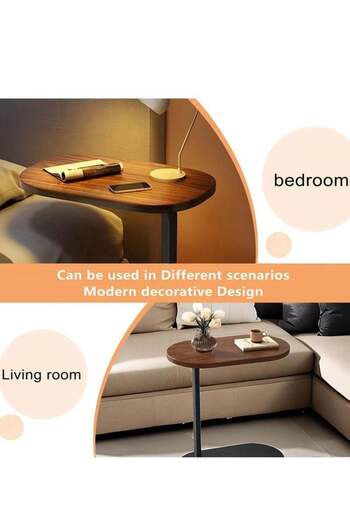 COOYA C-Shaped End Table,Sofa Snack Table with Metal Frame for Living Room,Bedroom,Bedside