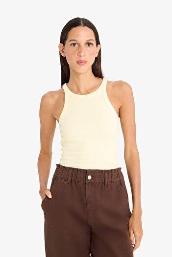 DeFacto Slim Fit Dar Kesim Halter Yaka Basic Düz Fitilli Kaşkorse Atlet E2176AX25SP