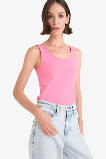DeFacto Yeni Sezon Slim Fit Dar Kesim Basic Düz Yuvarlak Yaka Atlet