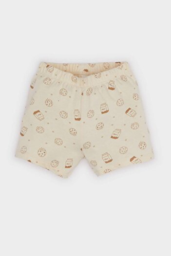 DeFacto Baby Boy Pajama Set Patterned Short Sleeve Combed Cotton Top Elastic Waist Shorts E1187A525Hs