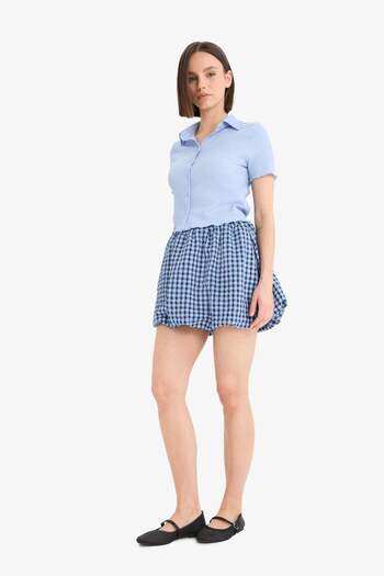 DeFacto Cool Balloon Fit Checked Mini Skirt F2011Ax25Sm