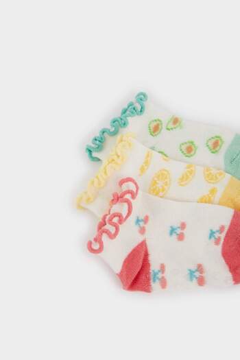 DeFacto Baby Girl Ruffled 3-Piece Cotton Booties Socks E4957A5Ns