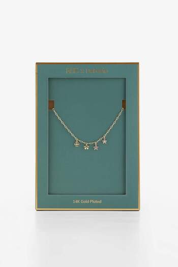 DeFacto Reis x 14 Ayar Altın Kaplama Fiora Chain Kadın Çiçekli ve Yıldızlı Gold Kolye F3957AXNS