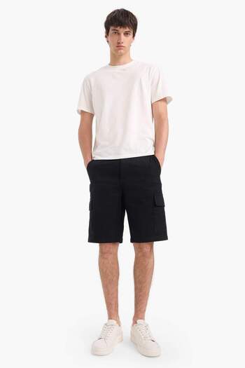 DeFacto 100% Cotton Regular Cargo Pocket Bermuda Shorts E1708Ax25Sm