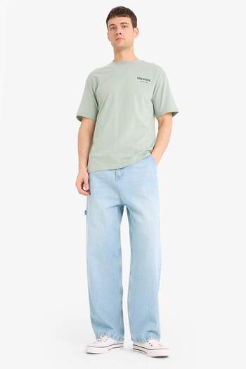 DeFacto 100% Cotton One Piece Boxy Fit Crew Neck Back Printed Short Sleeve T-Shirt E3271Ax25Sm