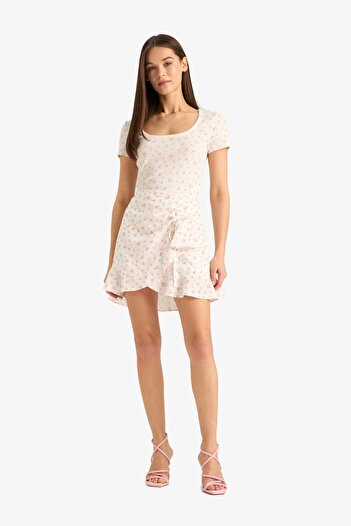 DeFacto Patterned Regular Waist Tie Midi Skirt E9806Ax25Sm