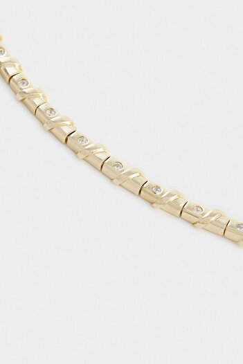 DeFacto Reis x 14 Ayar Altın Kaplama Elegante Curva Kadın Taşlı Gold Kolye F3958AXNS