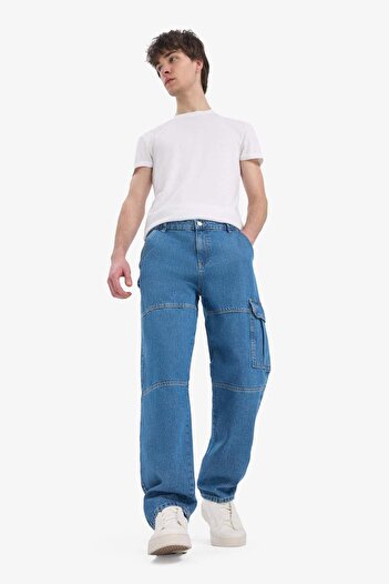 DeFacto 100% Cotton Relax Fit Straight Leg Jean Pants D9379Ax25Sp