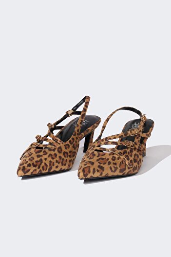 DeFacto Women's Leopard Patterned High Sole Faux Leather Sandals E2523Ax25Sm