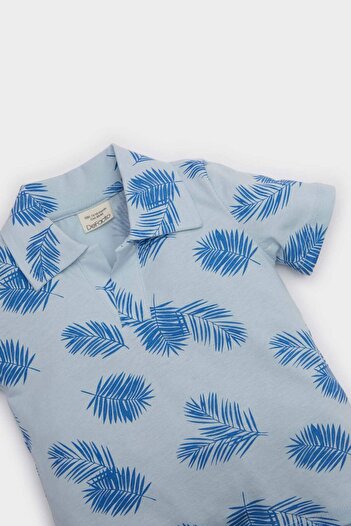 DeFacto Tricou cu mânecă scurtă pentru bebeluși, cu guler polo, cu model de palmier E6764A525SM
