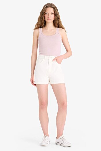 DeFacto Fitted U Neck Basic Plain Ribbed Camisole Undershirt A1665Ax25Sm